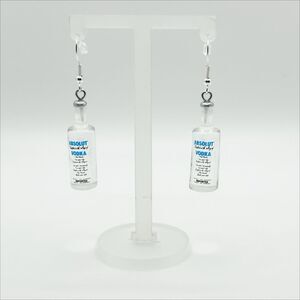 Novelty Earrings Vodka Bottle Absolut Silver Color Ear-wire